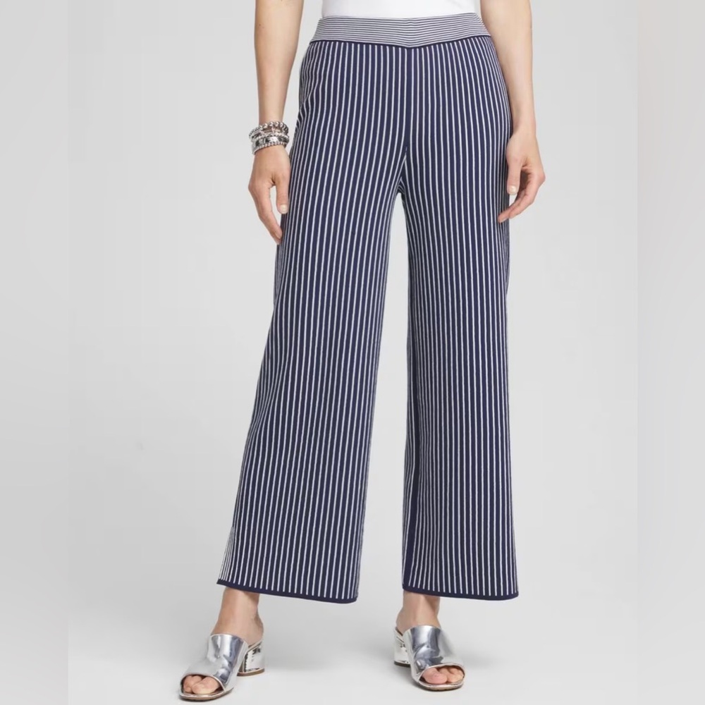 Chico’s Stripe Wide Leg Cropped Pants Size 3X